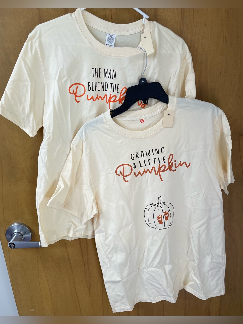 Growing A Little Pumpkin Size M Womens & Mens Tshirts Lot of 2 Maternity Baby